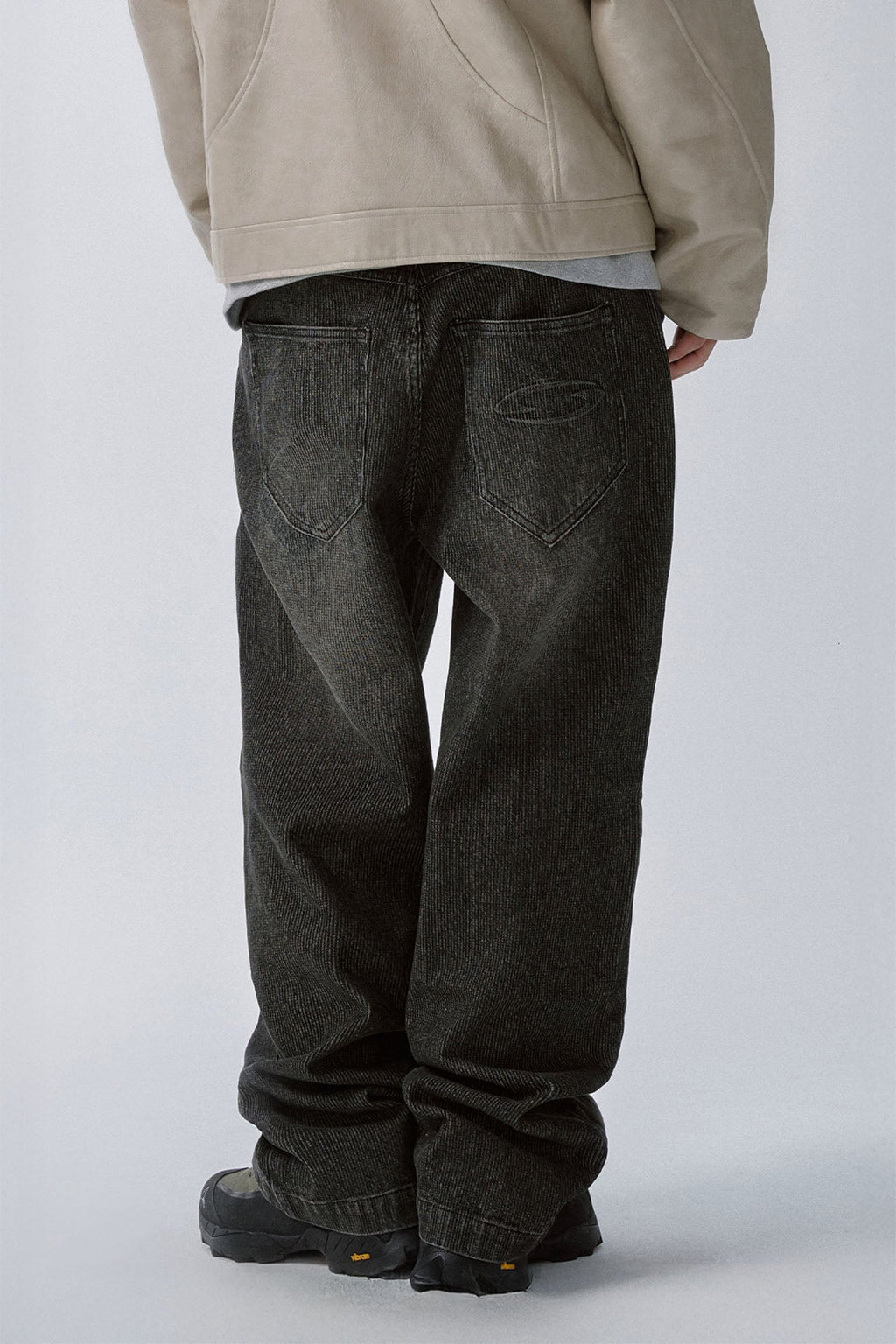 F2CE Retro Corduroy Logo Embroidery Straight-Leg Jeans