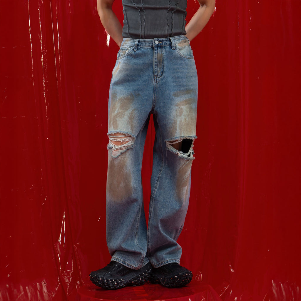 CLP Distressed Ripped Brushed Jeans