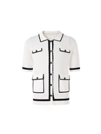 TIWILLTANG Contrast Trim Knitted Half Shirt