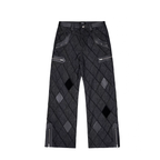 ESAIAS Diamond Faux Leather Patch Rivet Jeans