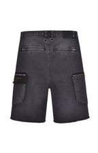 VENTUREK Washed Patch Studded Raw-Edge Shorts