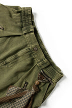 RELABEL Detachable Scarf Washed Multi-Pocket Wide-Leg Shorts