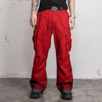UNDERWATER Burnt Red Dirty-Dyed Moleskin Cargo Pants