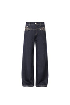 OKAYTHXBYE Floral Paneled Waist Raw Jeans