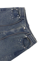 RELABEL Washed Studded Panel Oversized Jeans Blue