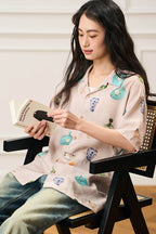 EPIC POETRY Porcelain Full-Print Half Shirt
