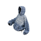 RELABEL Plaid Rivet Paneled Faded Hoodie