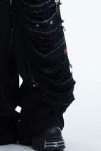 DND4DES Shredded Rivet-Paneled Baggy Jeans