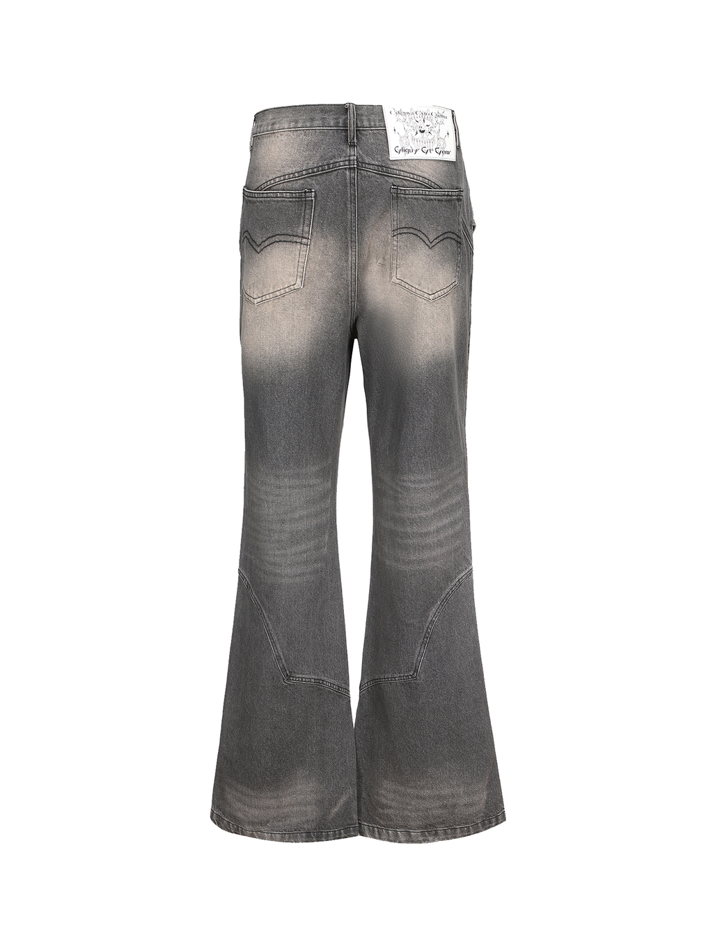 ERISSTOFF Washed Detachable Flared Jeans Gray
