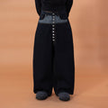 CLP Contrast-Waist Botton-Fly Oversized Raw Jeans
