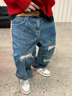 ME DA IGUAL Distressed Patch Washed Oversized Jeans