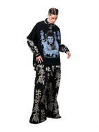 ERISSTOFF Washed Full-Print Wide-Leg Jeans