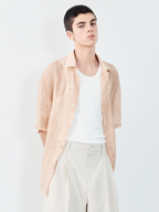 GRAINMUSTARD Linen-Cotton Plaid Half Shirt