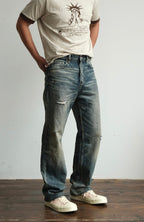 NEIGBORL Ripped Wash Straight-Leg Jeans