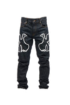 VINKID Peace Dove Embroidery Raw Jeans