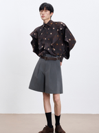 TUIMU Pleated Wide-Leg Shorts