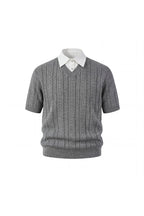 KREATE Faux Layered Cable-Knit Half Shirt