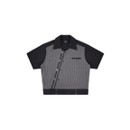 ESAIAS Jacquard Pinstripe Asymmetrical Paneled Half Shirt