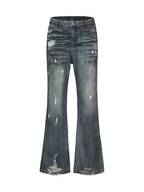 CYCYCY Retro Washed Distressed Flared Jeans