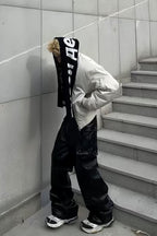 FORFEARTHAT Glossy Panel Zip Hem PU Cargo Pants