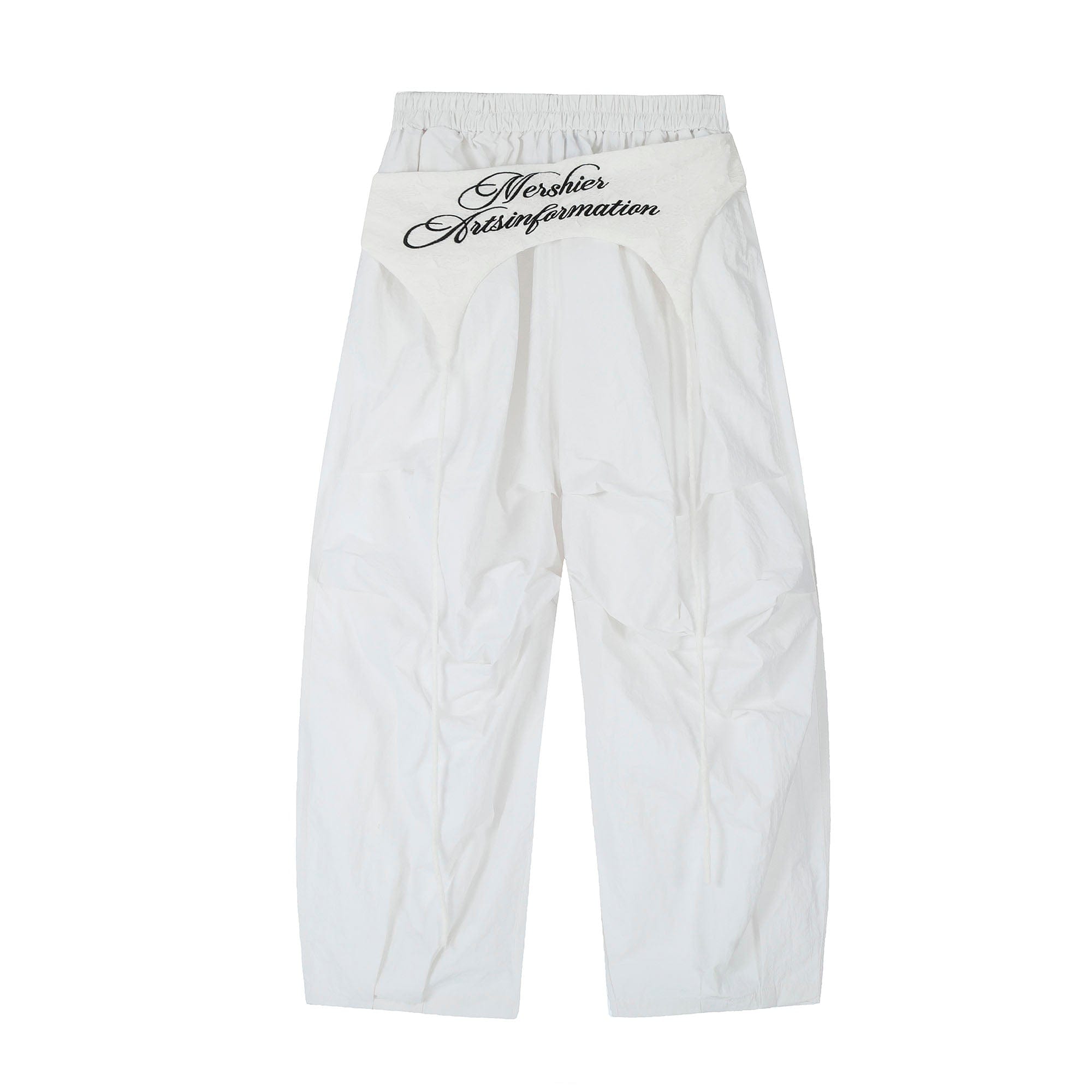 CLP Layered Crinkled Waist-Panel Parachute Pants