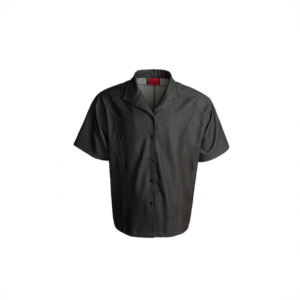 SSIN7 Satin Spliced V-Neck Half Shirt