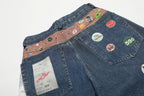 CLP Badge Belt Graphic Cropped Denim Shorts