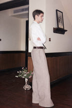 RICHILL Herringbone Hebrew Embroidery Wool-Blended Trousers