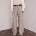 RICHILL Herringbone Hebrew Embroidery Wool-Blended Trousers