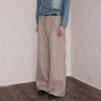 RICHILL Herringbone Hebrew Embroidery Wool-Blended Trousers