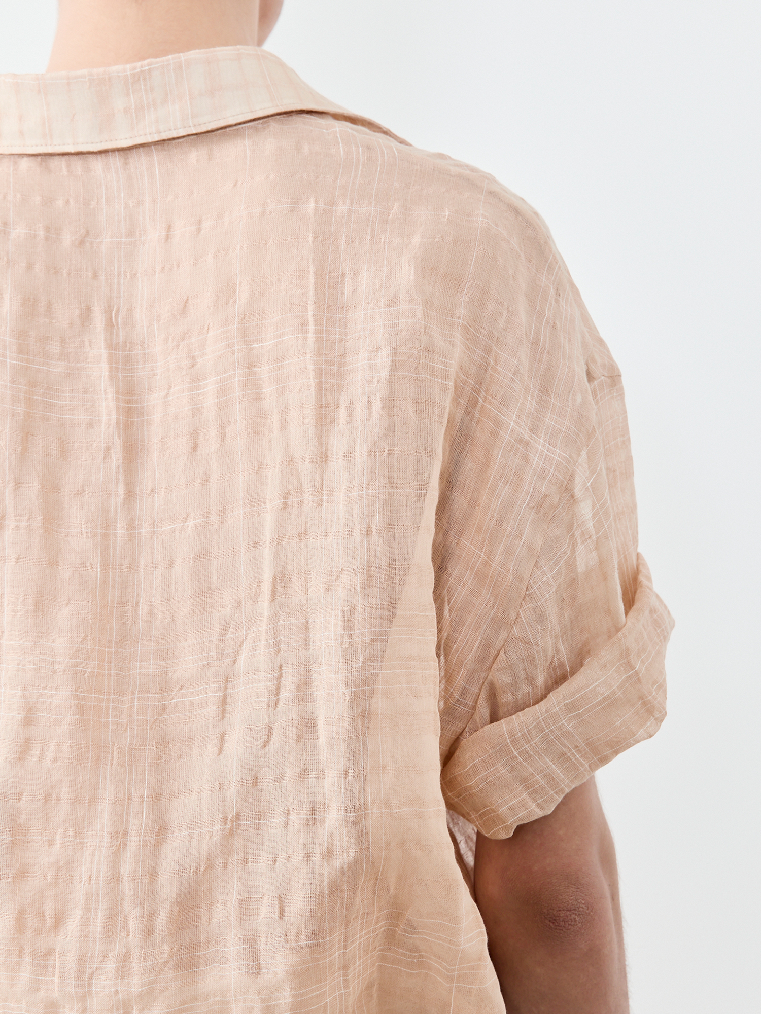 GRAINMUSTARD Linen-Cotton Plaid Half Shirt