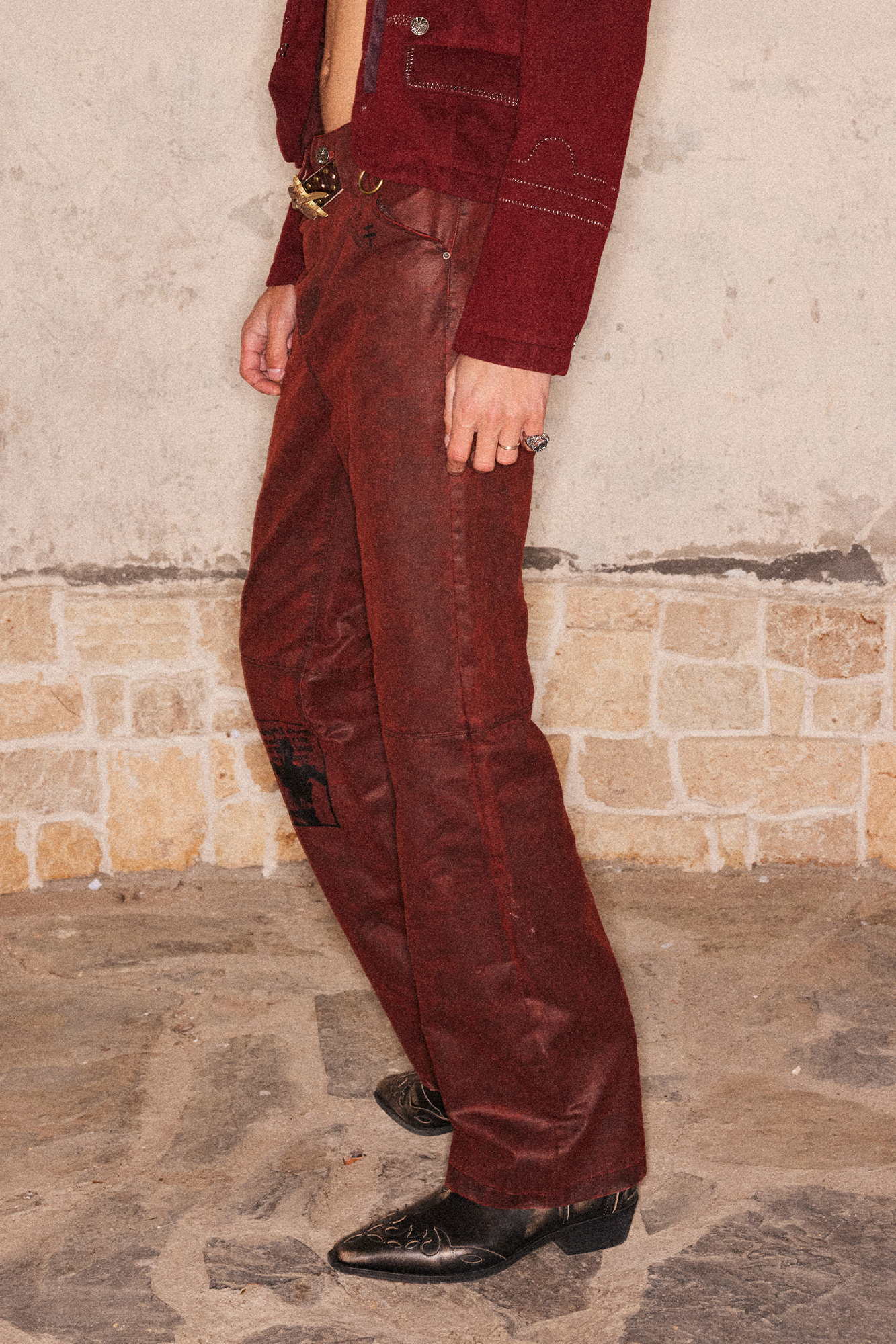 RICHILL Printed Coated Flared Pants