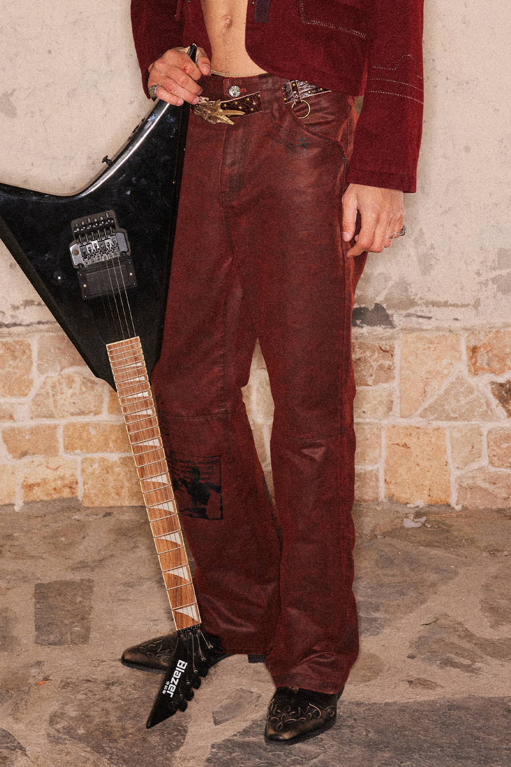 RICHILL Printed Coated Flared Pants