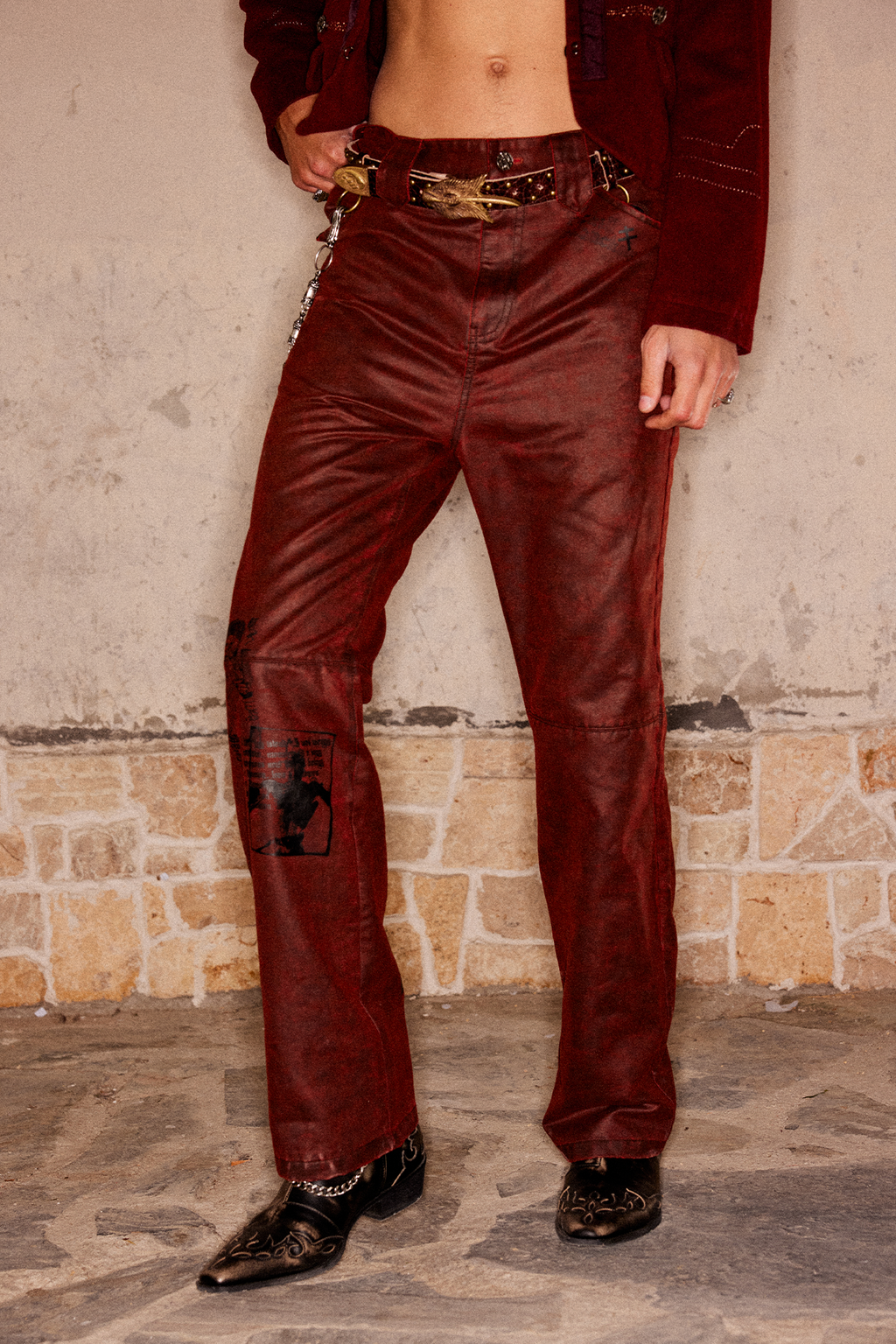 RICHILL Printed Coated Flared Pants