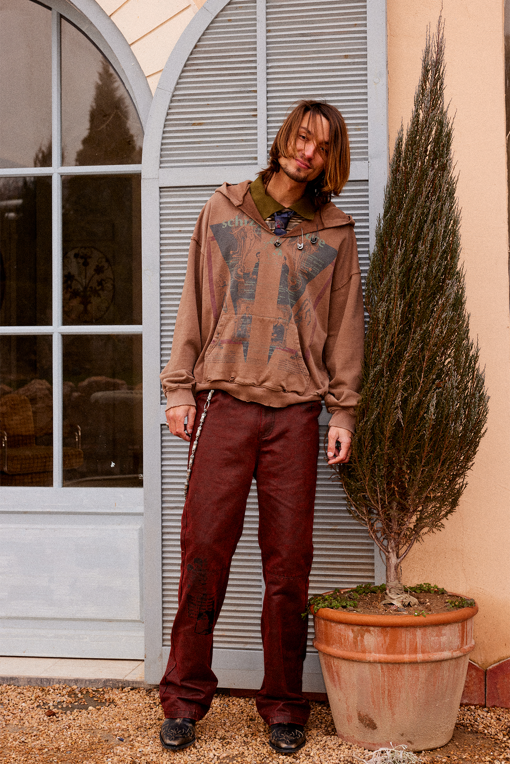 RICHILL Printed Coated Flared Pants