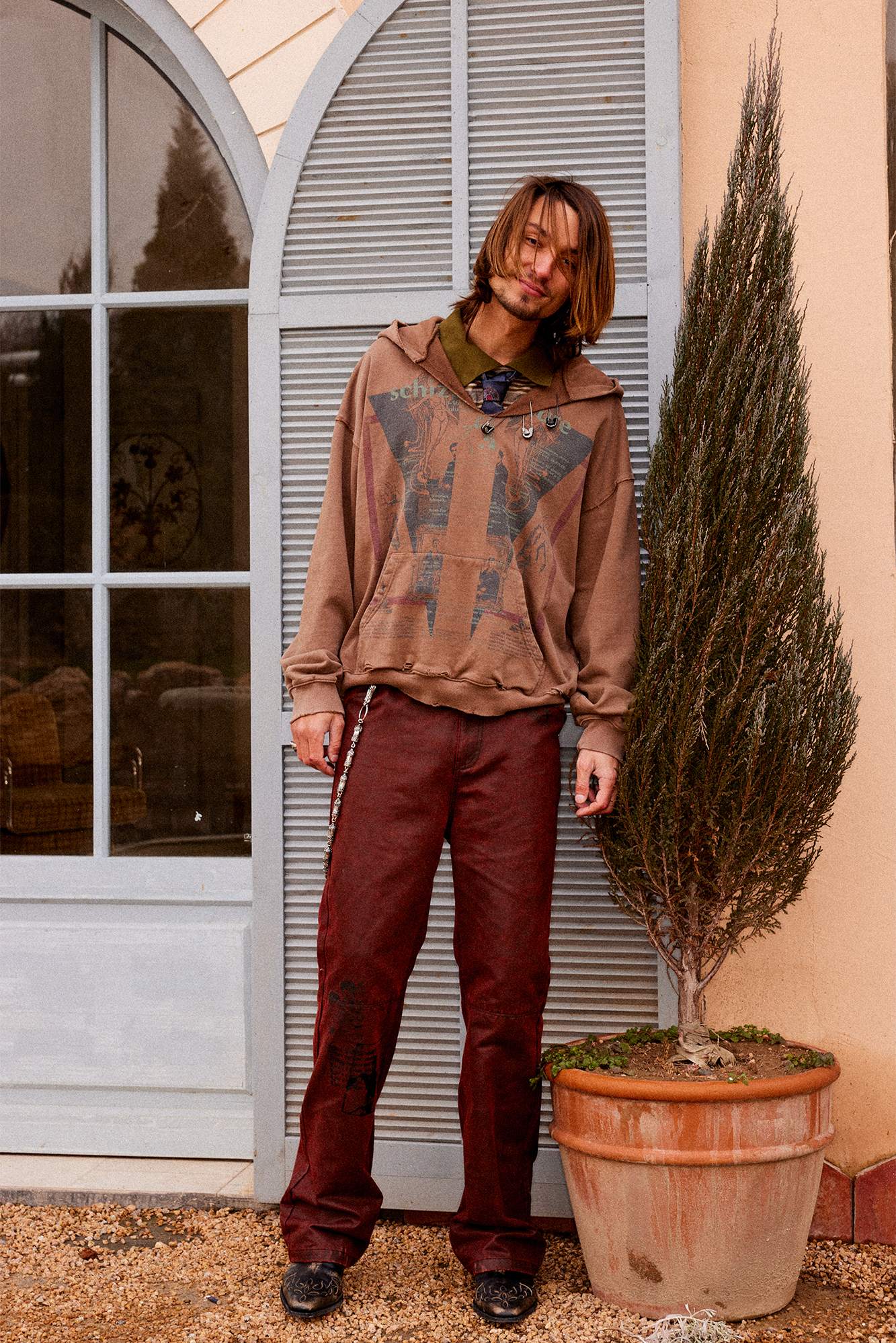 RICHILL Printed Coated Flared Pants