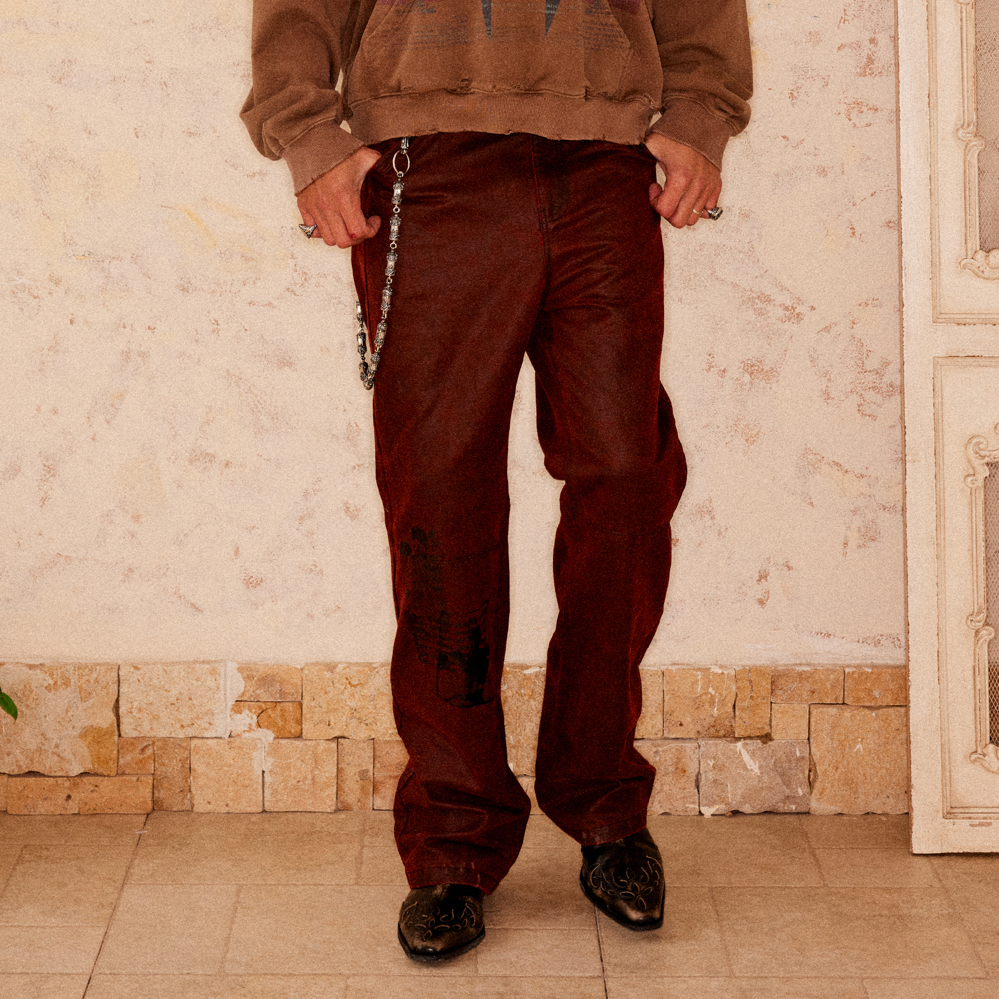 RICHILL Printed Coated Flared Pants