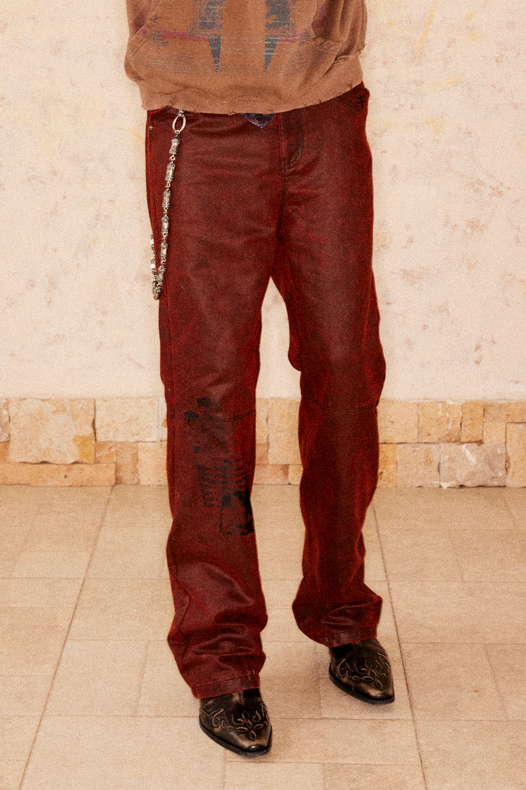 RICHILL Printed Coated Flared Pants