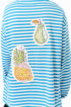 OIPWORD Snack Patchwork Striped Long-Sleeve Tee