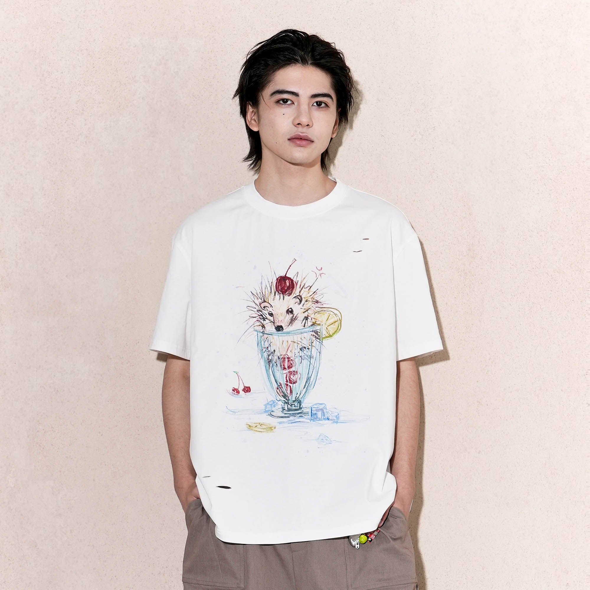 OIPWORD Cherry Hedgehog Graphic T-Shirt