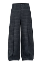 ESAIAS Retro Plaid Pleated Wide-Leg Pants