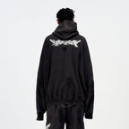 ULIPERY Distressed Glow Crinkled Hoodie