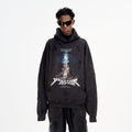 ULIPERY Distressed Glow Crinkled Hoodie