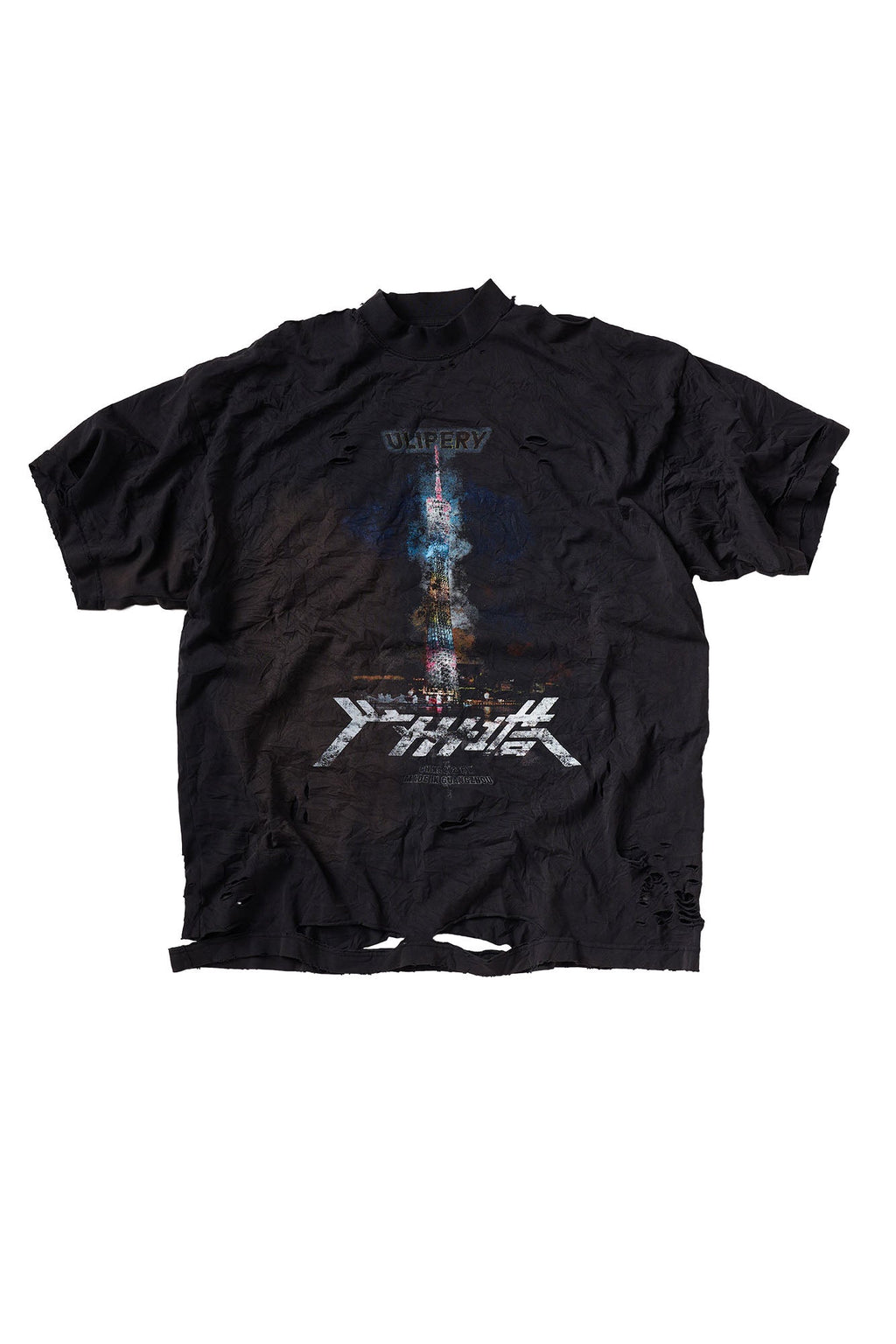 ULIPERY Distressed Glow Crinkled T-Shirt