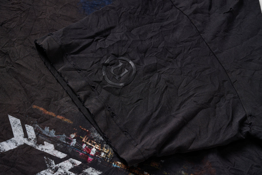 ULIPERY Distressed Glow Crinkled T-Shirt