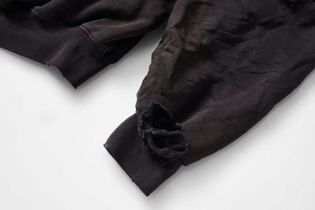 ULIPERY Distressed Glow Crinkled Hoodie