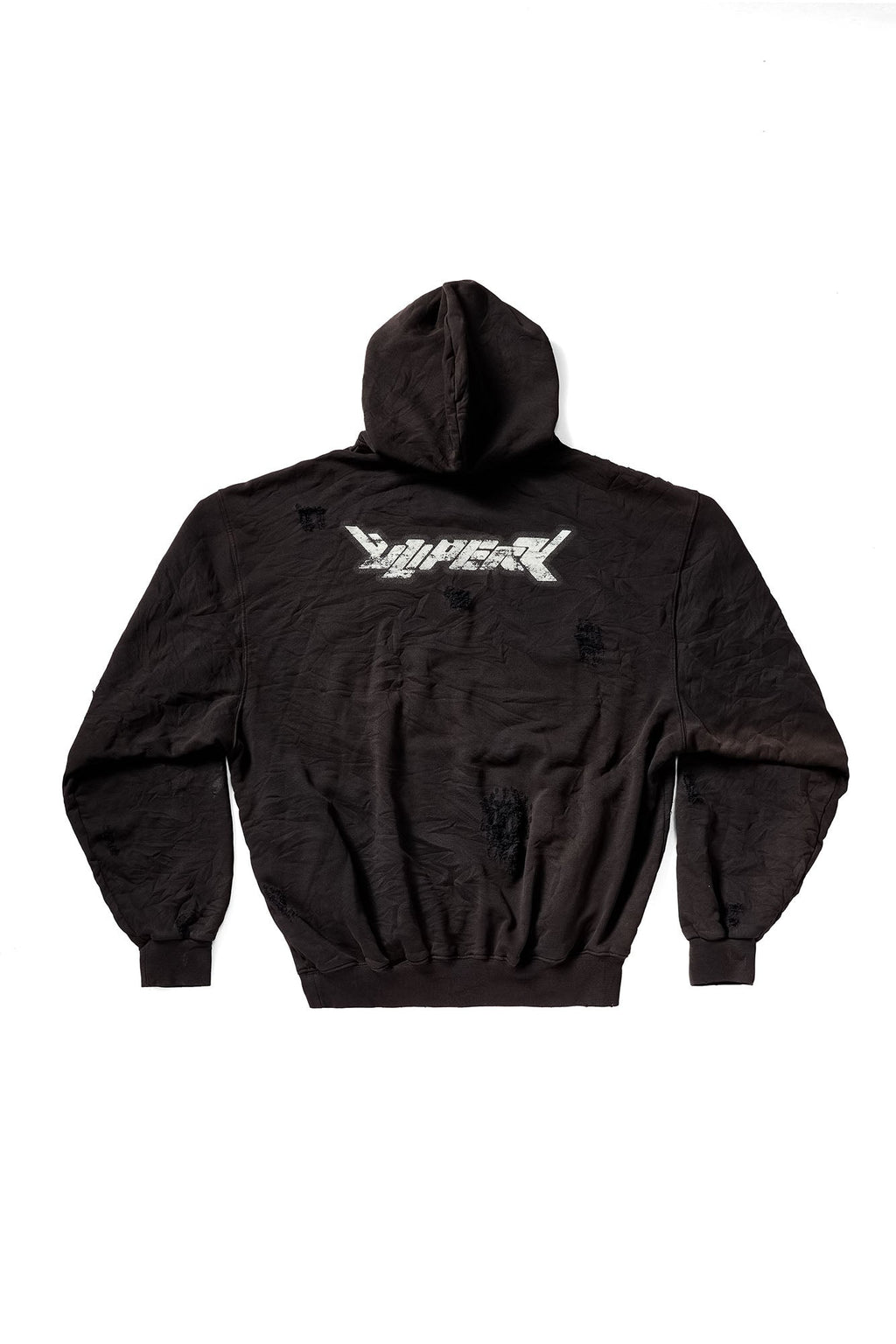 ULIPERY Distressed Glow Crinkled Hoodie