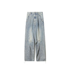 ERROR CODE ROBOT Washed Curved Pleated- Knee Jeans