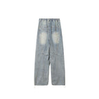 ERROR CODE ROBOT Washed Curved Pleated- Knee Jeans