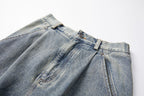 ERROR CODE ROBOT Washed Curved Pleated- Knee Jeans
